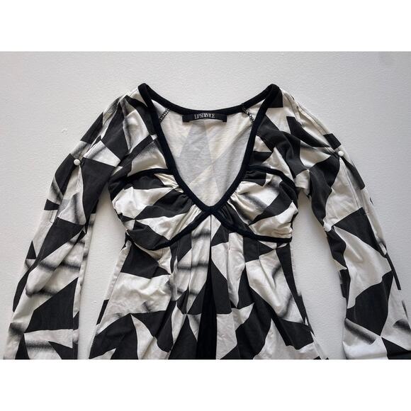 LIP SERVICE Geometric Long Sleeve / Size S/M / Bodycon / Goth Punk Japan - Picture 4 of 8
